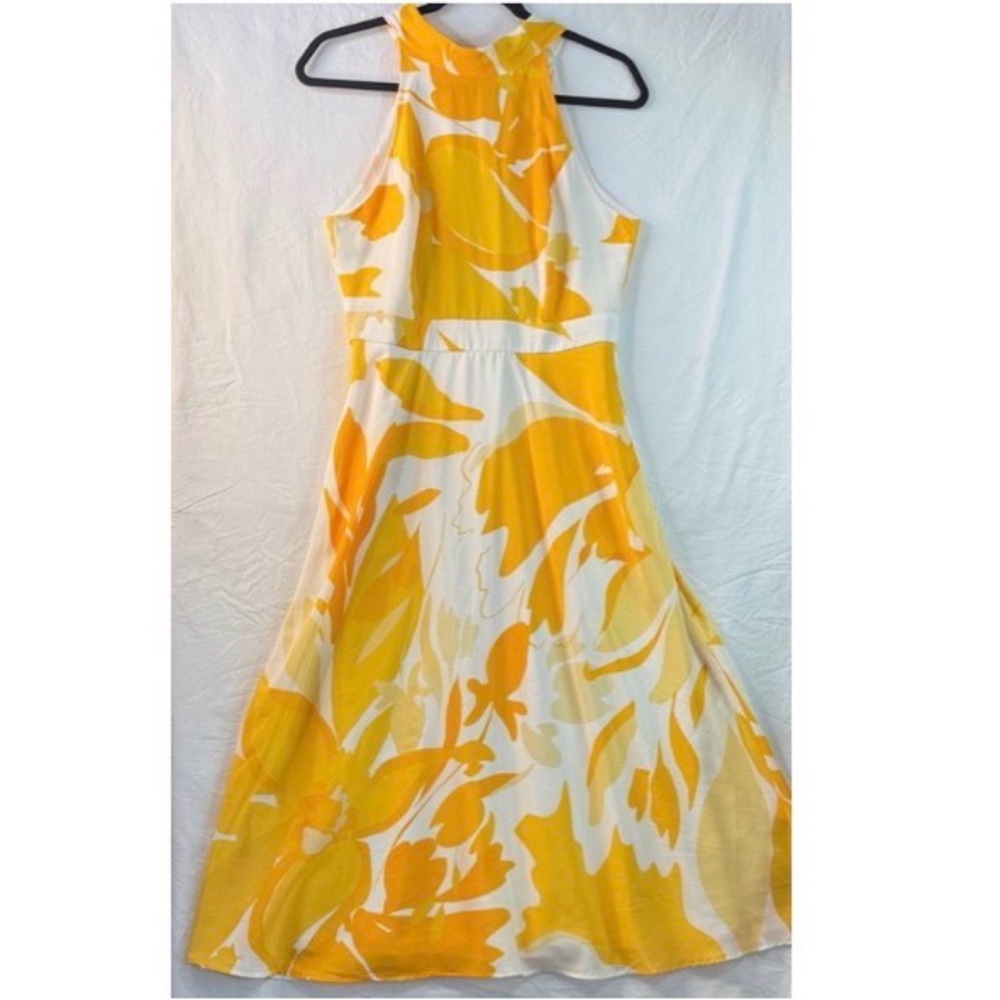 Tahari Yellow and White Floral Maxi Dress